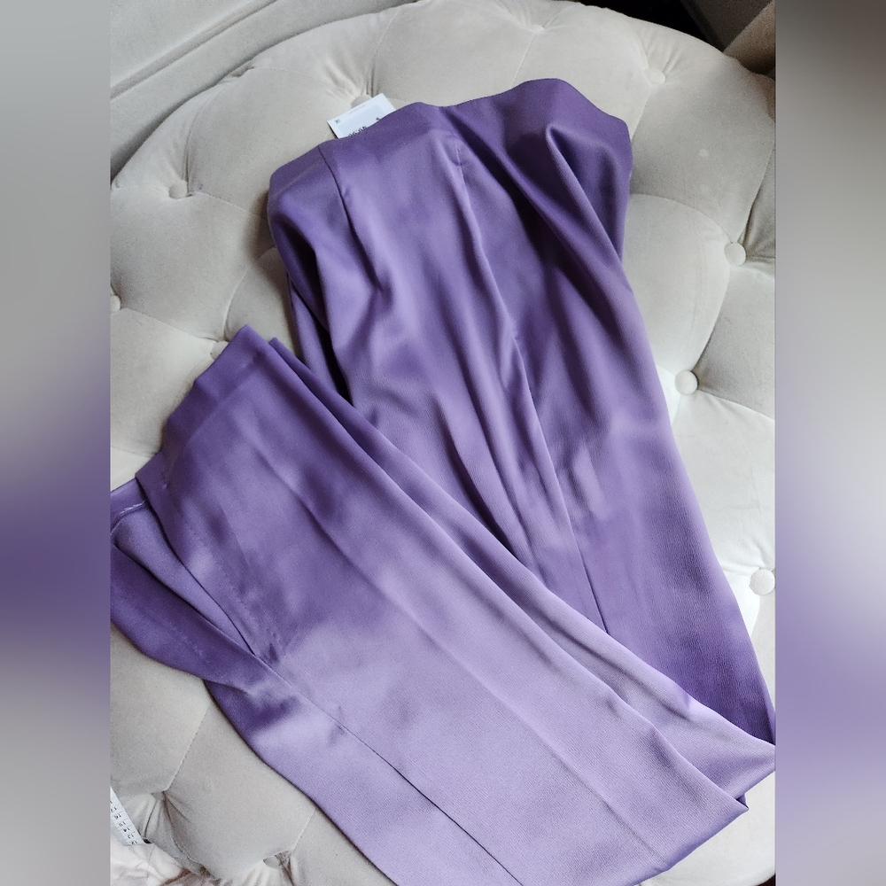 Zara flare satin effects pants side slit lilac size M BNWT - Picture 6 of 6